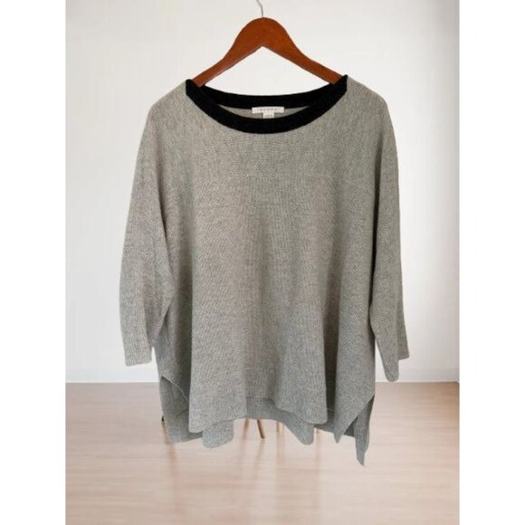 Duffy Oversized Sweater Tunic XS/S Gray & Black Cashmere Blend Boatneck Pullover - Picture 1 of 10